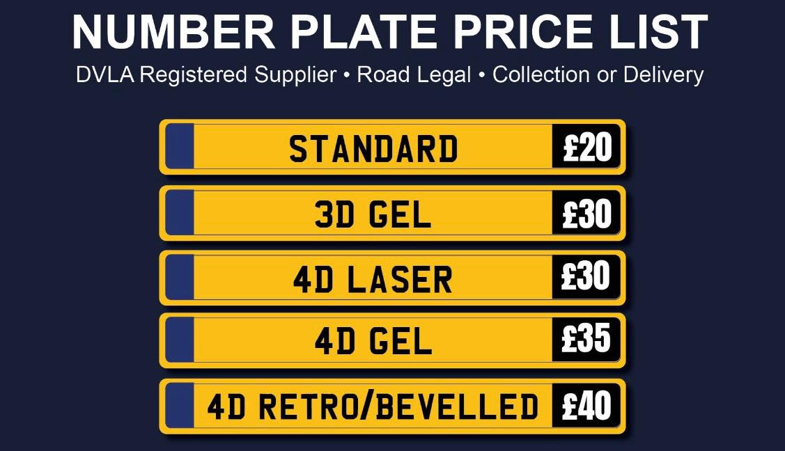 number plate price list